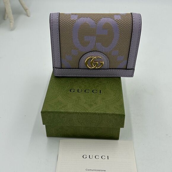 Women’s Gucci, jumbo GG canvas/leather bifold wallet/card case made in Italy - Picture 5 of 10